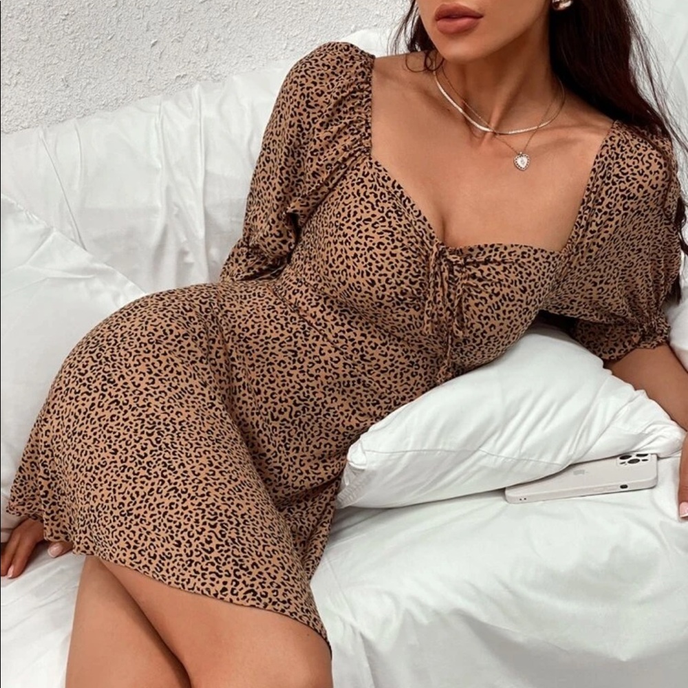 Leaopard Print Knot Front dress